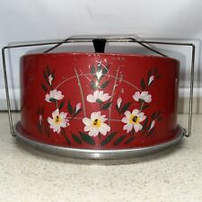 Vintage Carlton Red Cake Carrier Floral Pattern  picture