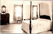 RPPC Bedroom, Old Indian Agency House Portage WI Vintage Postcard B38 picture