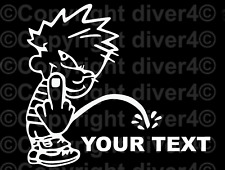 Calvin Flipping The Finger & Peeing on Your Custom Text Sticker Decal US Seller picture
