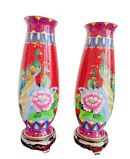 A Pair of Chinese Cloisonné Vase with stands picture