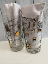 Two MCM Construction Advertising Black Gold Atomic Drinking Glasses Freeport TX picture