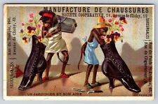 French Victorian Trade Card Anthropomorphic Monkeys Shoe CO Paris Antique picture