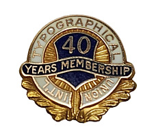 Vintage 10K Solid Gold 40 Year Membership Service Pin: Int'l Typographical Union picture