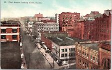 C.1910s Seattle WA First Avenue Street View Looking N. Washington Postcard A315 picture