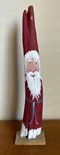 DRIFTWOOD SANTA Handpainted on Wooden Stand Artist Signed 1991 18