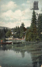 Scenic 1907 Lake Scene Antique Postcard 1c stamp Vintage Post Card picture
