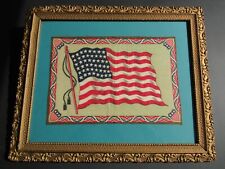 48 star U.S. flag framed antique tobacco felt picture