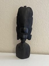 Vintage Ethnic Tribal Possibly African Carved Wood Bust Statue of Woman picture