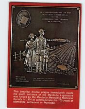 Postcard Bronze plaque Manitoba Legislature Winnipeg Canada picture