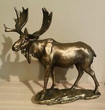 Realistic Large Bull Moose Resin Statue In Gold Patina 11
