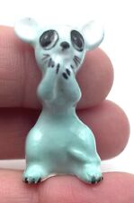VTG mid Century Aqua Blue Porcelain Anthropomorphic Mouse Figurine 1 3/8” picture