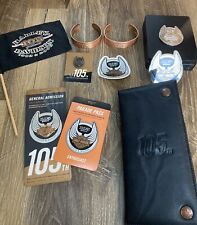 Lot of Harley Davidson 105 Year Pin in Box Wallet Bracelet Pass Flag Sticker MKE picture