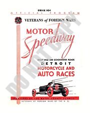 Vintage Detroit Motor Speedway Official Program Cover Repro 8x10 Photo picture