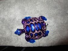 BN Bejeweled Purple & Blue Sea Turtle Trinket Box Hinged Collectible HandPainted picture