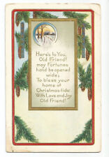 Christmas Greeting Postcard Embossed Poem Embossed picture