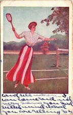 C1908 Beautiful Woman Playing Tennis Glamour Postcard 722 picture