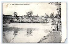 1910 Mathews, IN Postcard- THE DAM MISSISSINEWA RIVER Black and White picture
