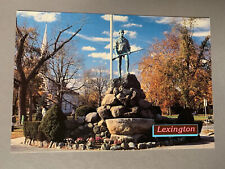 Vintage Captain Parker Statue Lexington Green Massachusetts Postcard Unposted picture