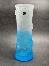 LARGE Vintage / RETRO - 1970s - Kamei Glass Japan - Blue 'Bark Textured' 23cm - picture