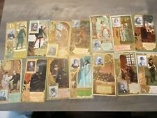 Lot of 14 French Victorian Trade Cards Gold Embossed Lefevre Utile Celebrities picture