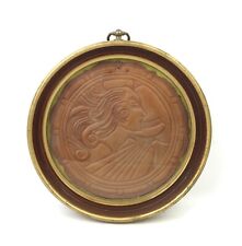 Vintage Mid Century Art Deco Embossed Paper Art Beautiful Woman Round Frame picture