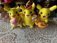 Pikachu Pokemon Plush WCT Lot of 3 Halloween Pumpkin Witch picture