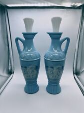 Pair Of Grecian Blue & White Jim Beam Decanter Bottles picture