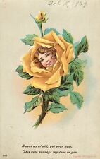 Embossed Girls Face in Rose P. Sander 232 Fantasy Face in Flower picture