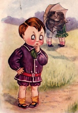 c1914 Boy Discovers That Two From Three Leaves One Third Wheel ANTIQUE Postcard picture