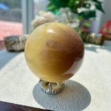 495g Natural Brown Fluorite Ball Sphere Quartz Crystal Mineral Healing 66mm 7th picture