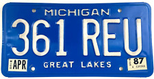 Michigan 1987 Auto License Plate Vintage Man Cave 361 REU Wall  Decor Collector picture