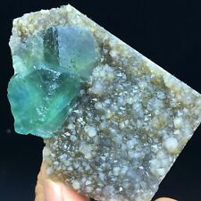 106g Translucent Green Cubic Fluorite Crystal & Smoke Quartz Mineral - Stunning picture