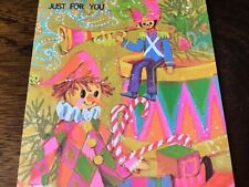 VTG Christmas Greeting Card 1970s Harlequin Toy Soldier Drum Hot Pink Unused picture