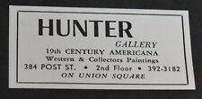 1969 Print Ad San Francisco Hunter Gallery 19th Century Americana 384 Post St Ar picture
