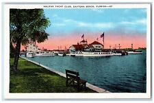 c1920's Halifax Yacht Club Boats Docked Building Daytona Beach Florida Postcard picture