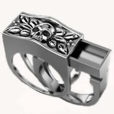 HIDDEN COMPARTMENT VINTAGE SKULL SILVERRING BRX064 mens  jewelry stash picture