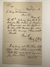 1886 Pittsburg, PA H.S. King Iron Broker Handwritten Letter August 27, 1886 picture