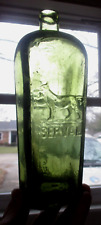 NICE GREEN AFRICAN CASE GIN PICTURED SERVAL CAT APPLIED LIP 1880'S ERA L@@K picture