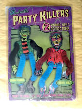 TWO vintage style Halloween Decorations Party Killers Frankenstein Werewolf NEW picture