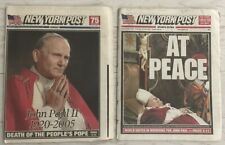 New York Post  Pope John Paul II Dies April 3 & April 4 Complete Great Condition picture
