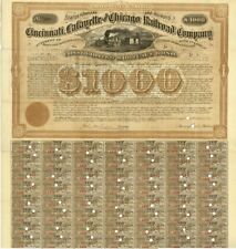 Cincinnati, Lafayette and Chicago Railroad Co. - $1000 Bond - Railroad Bonds picture