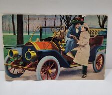 Vintage Used Rare Postcard 1909 Pre-World War I, Soldier & Woman, Old Automobile picture