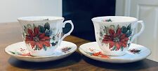 4 PS Vintage Crown Trent Bone China Teacups & Saucers 2 Set  England picture