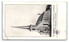1907 Logansport, IN Postcard- SAINT JAMES LUTHERAN CHURCH Black and White picture