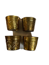 Vintage Hosley Brass Decorative Flower Planters Floral Designs lot (s) of 4 USA picture