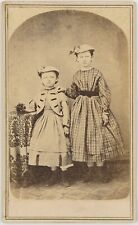 Young Girls Hats Sisters Full Length Albany, Ohio 1860s CDV Carte de Visite X775 picture