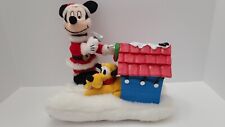 Disney Musical Animated Christmas Mickey Santa Pluto Dog House Gemmy Bird READ picture