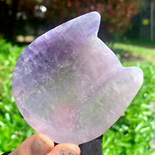 124G  Natural Beautiful Colours Fluorite Crystal Carving Bowl Healing picture