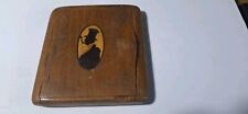 Antique Wooden Pocket Cigarette Case, inlaid silhouette picture