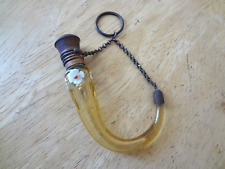 Antique Moser Lay Down Cornucopia Chatelaine  Glass Scent Bottle Enameled 19th picture